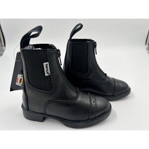 Horze Paddock Wexford Equestrian Boots W/ Front Zip- Child Size 11 Black